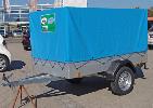 750 kg Stahl-Anhnger Tieflader EU2 mit Hochplane, Lademae: 202 x 107 x 110 cm, 13 Zoll Bereifung